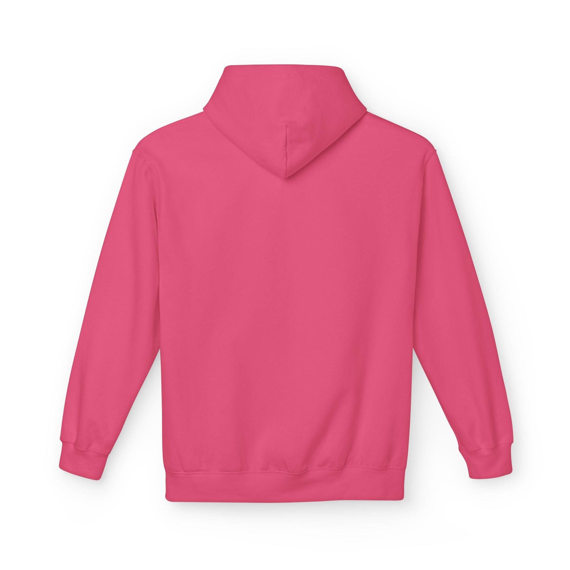 back of pink graphic hoodie