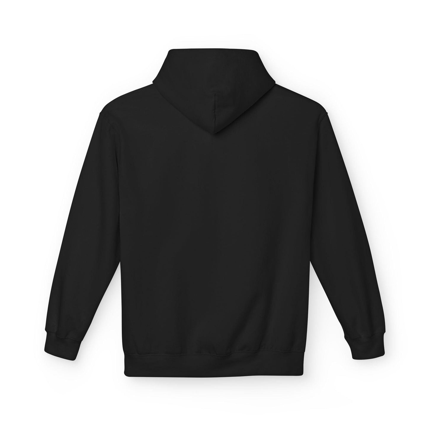 back of black left pocket print hoodie
