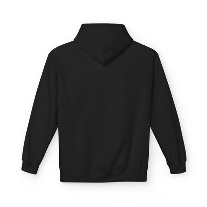 back of black left pocket print hoodie