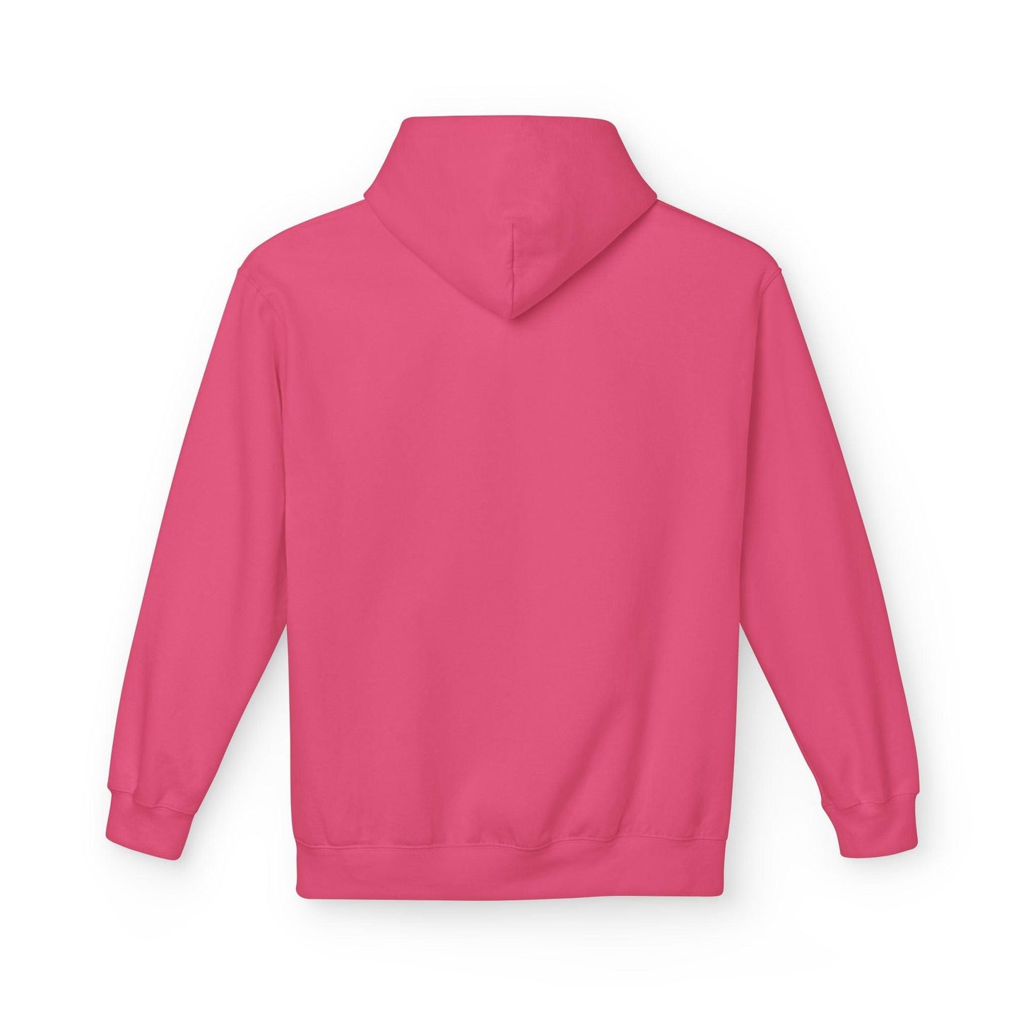 back of pink left pocket print hoodie