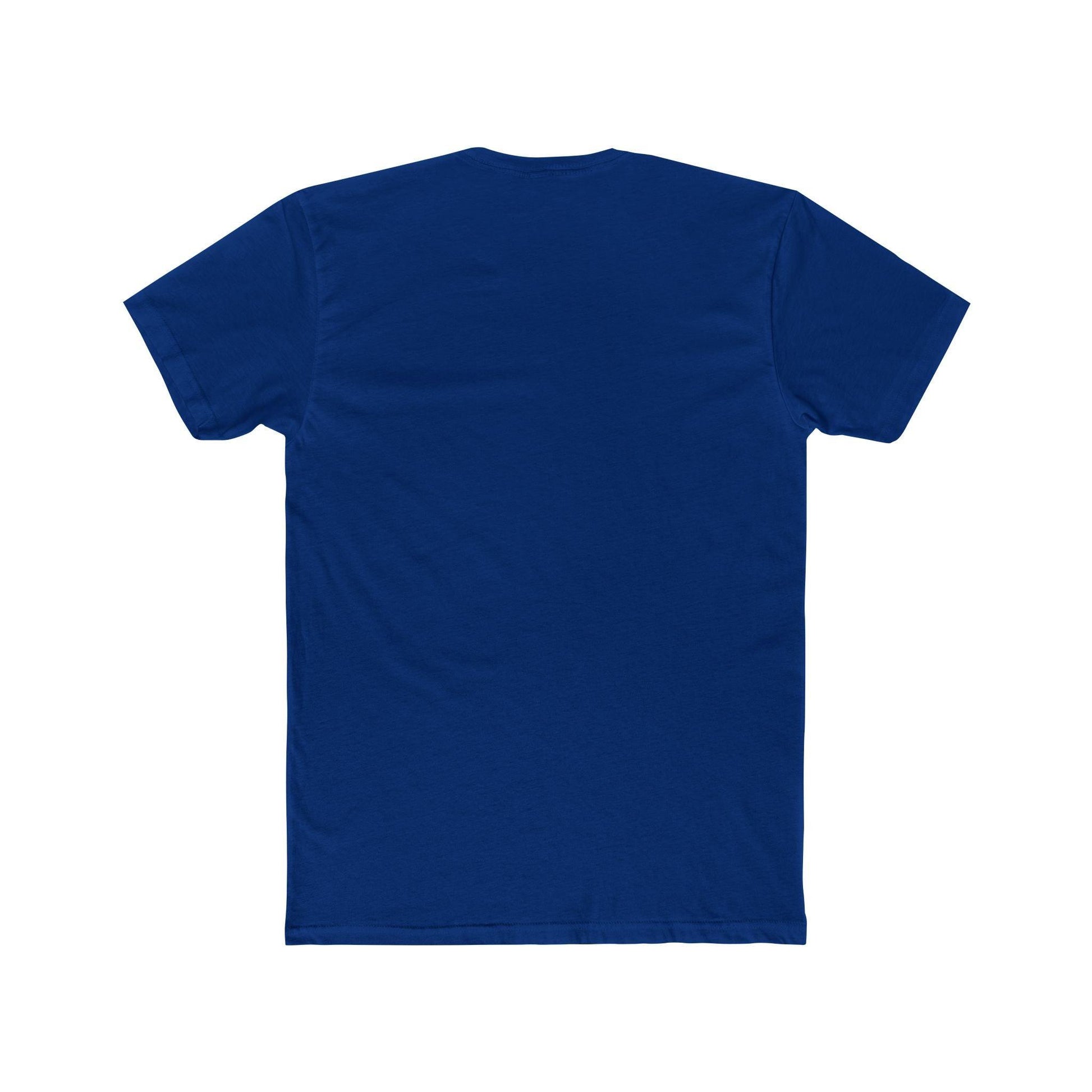 back of dark blue pocket print t-shirt 