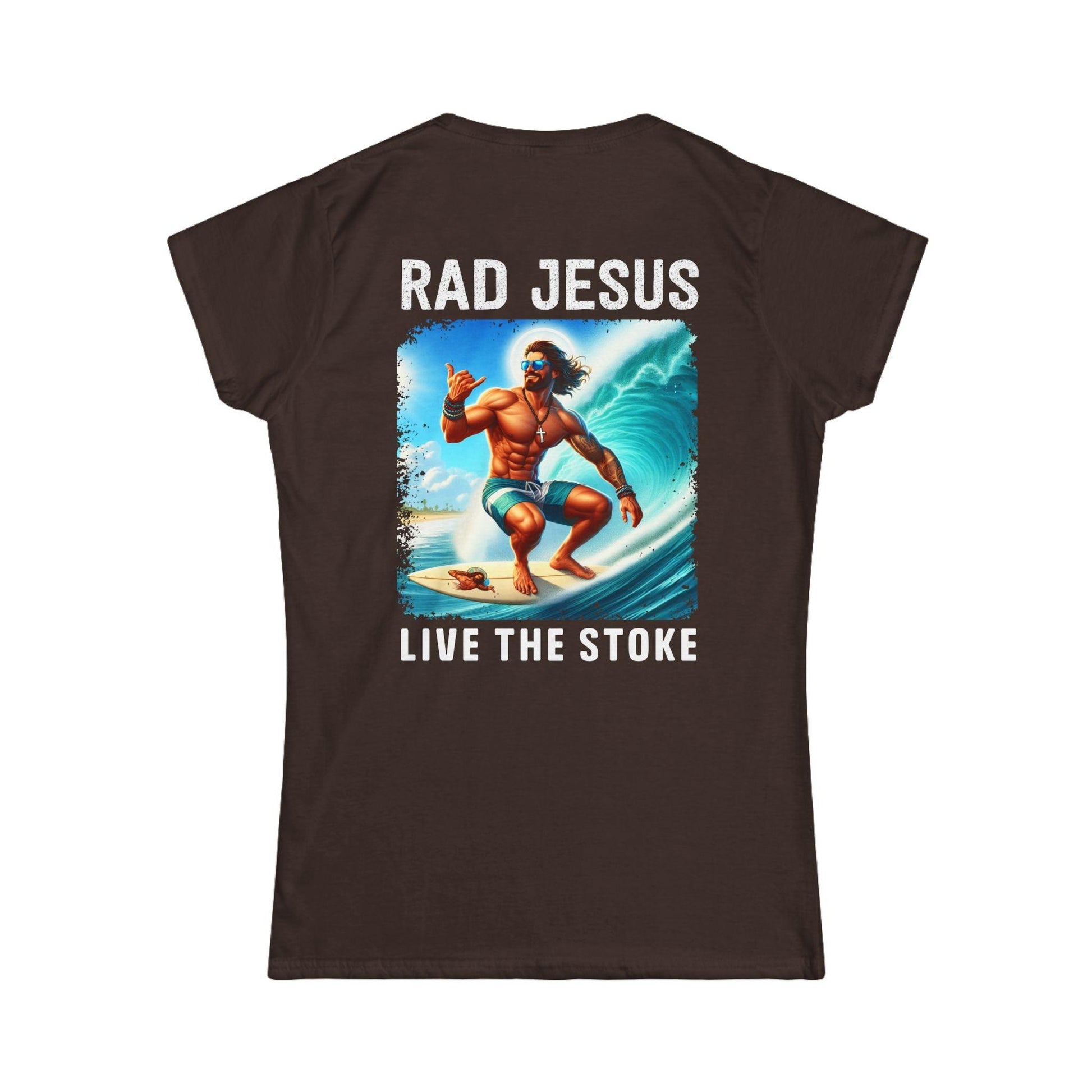 back of brown women's 2-sided surf tee