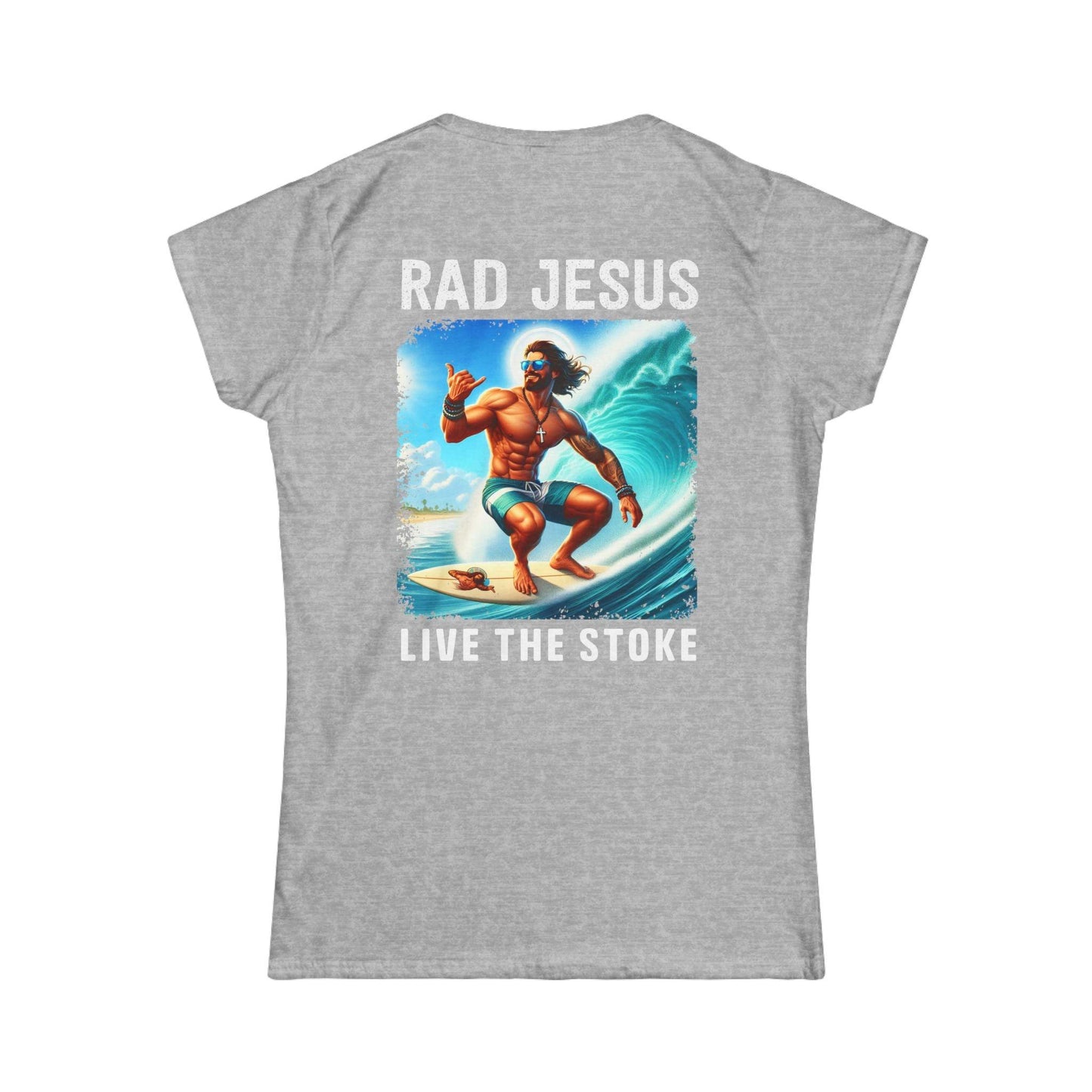 back of light grey women's 2-sided surf tee