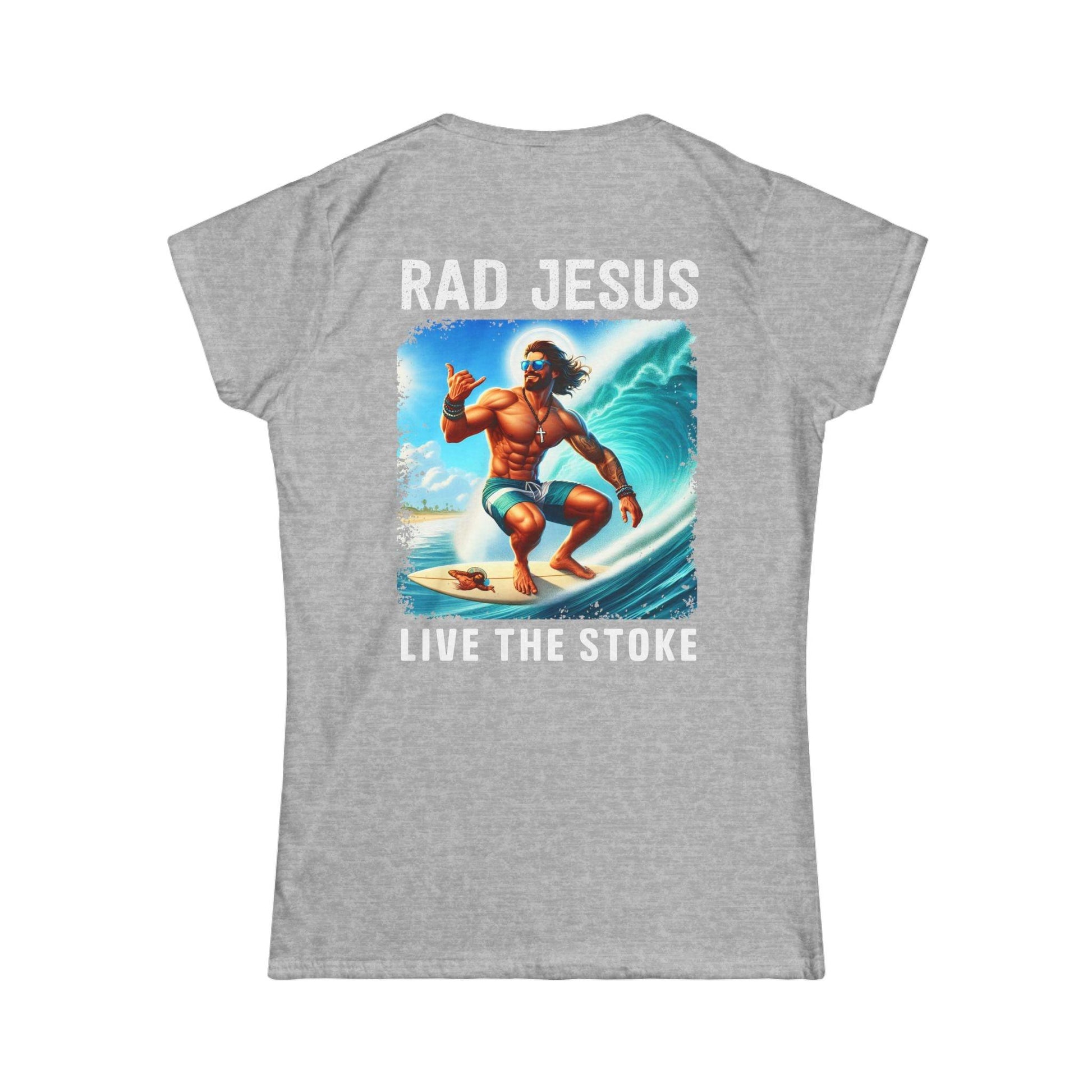 back of light grey women's 2-sided surf tee