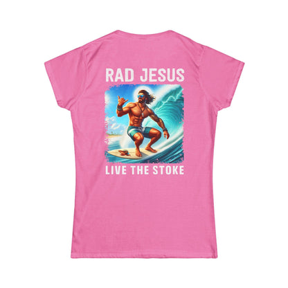 back of pink women's 2-sided surf tee