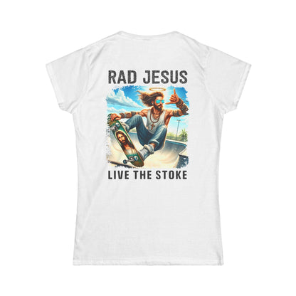 back of white women's double sided shirt 