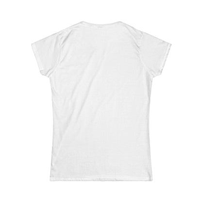 back of white women's left chest logo tee