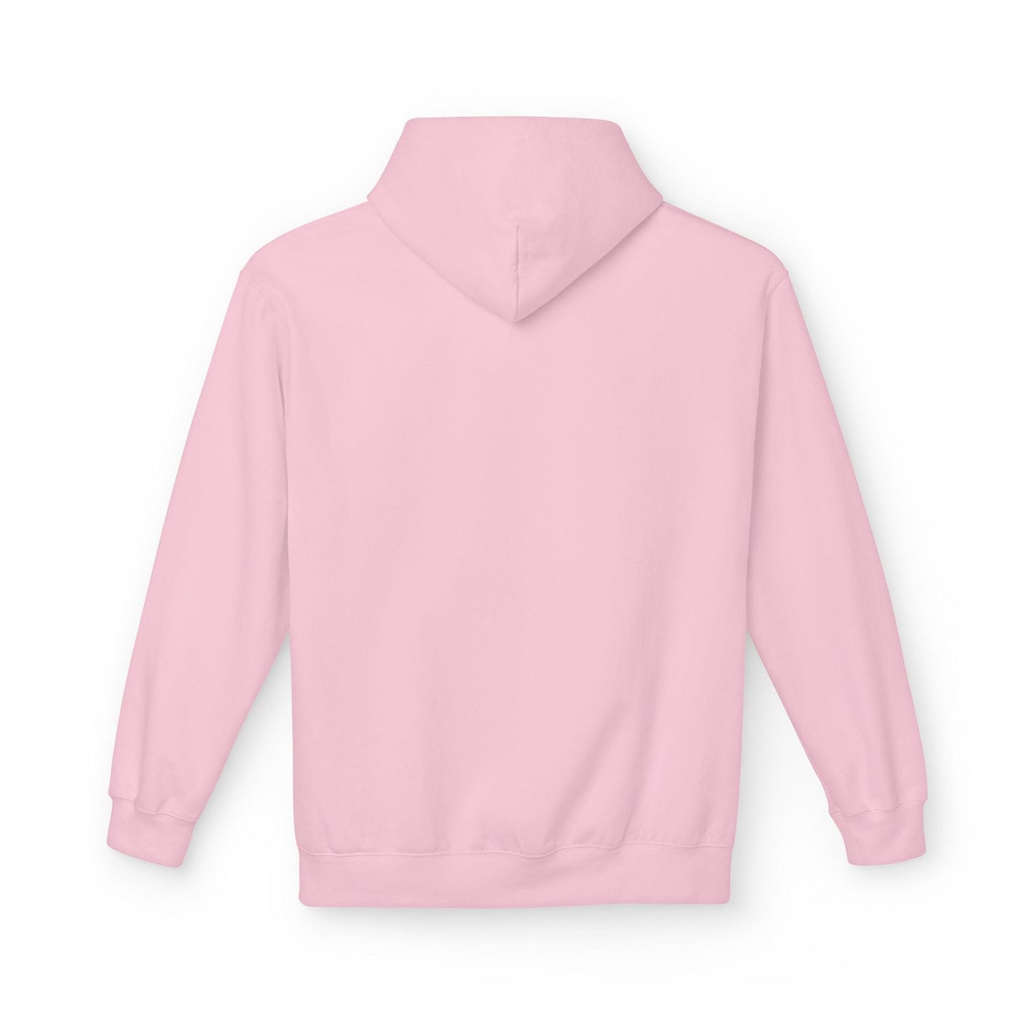 back of pink pocket print hoodie