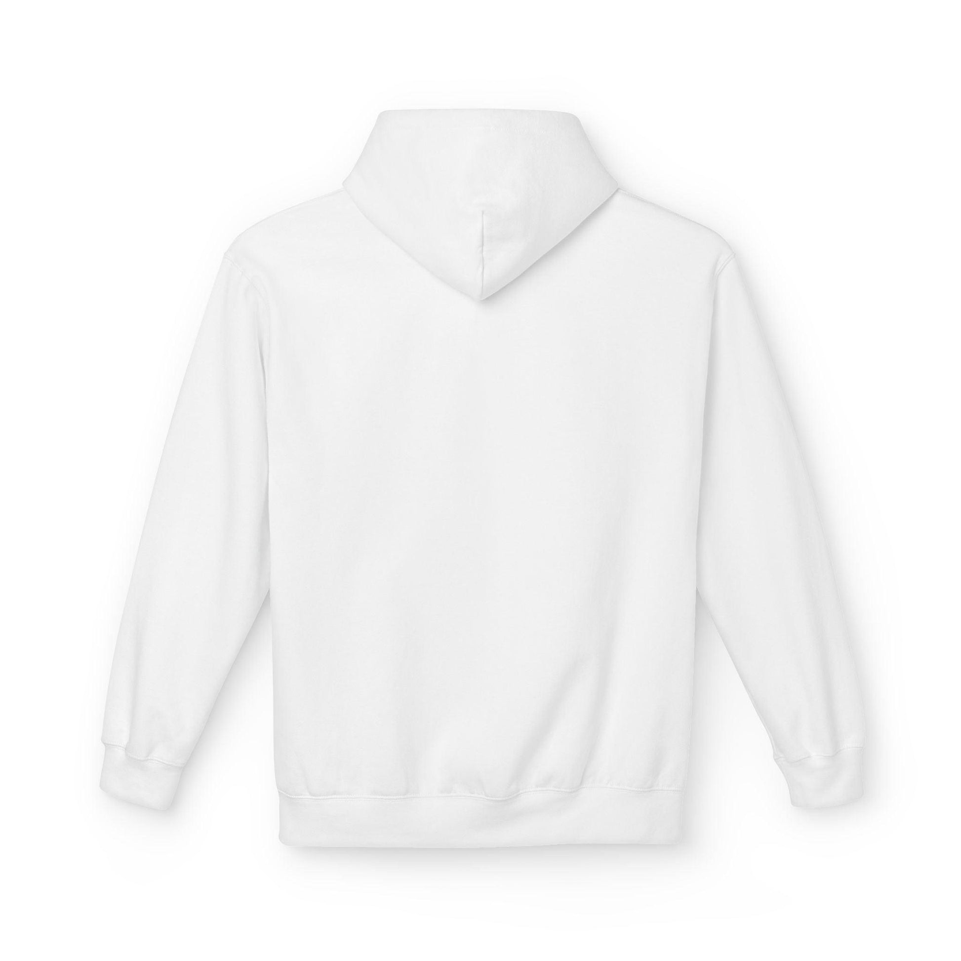 back of white pocket print hoodie