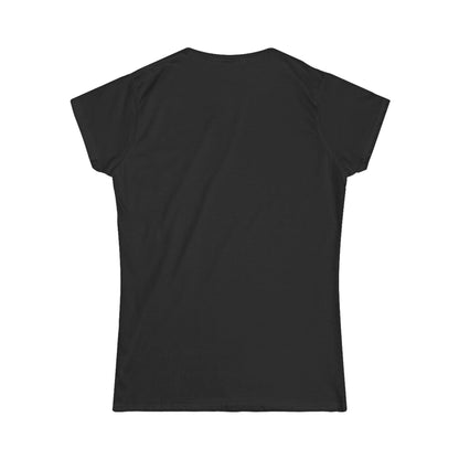 back of black front print women's graphic tee