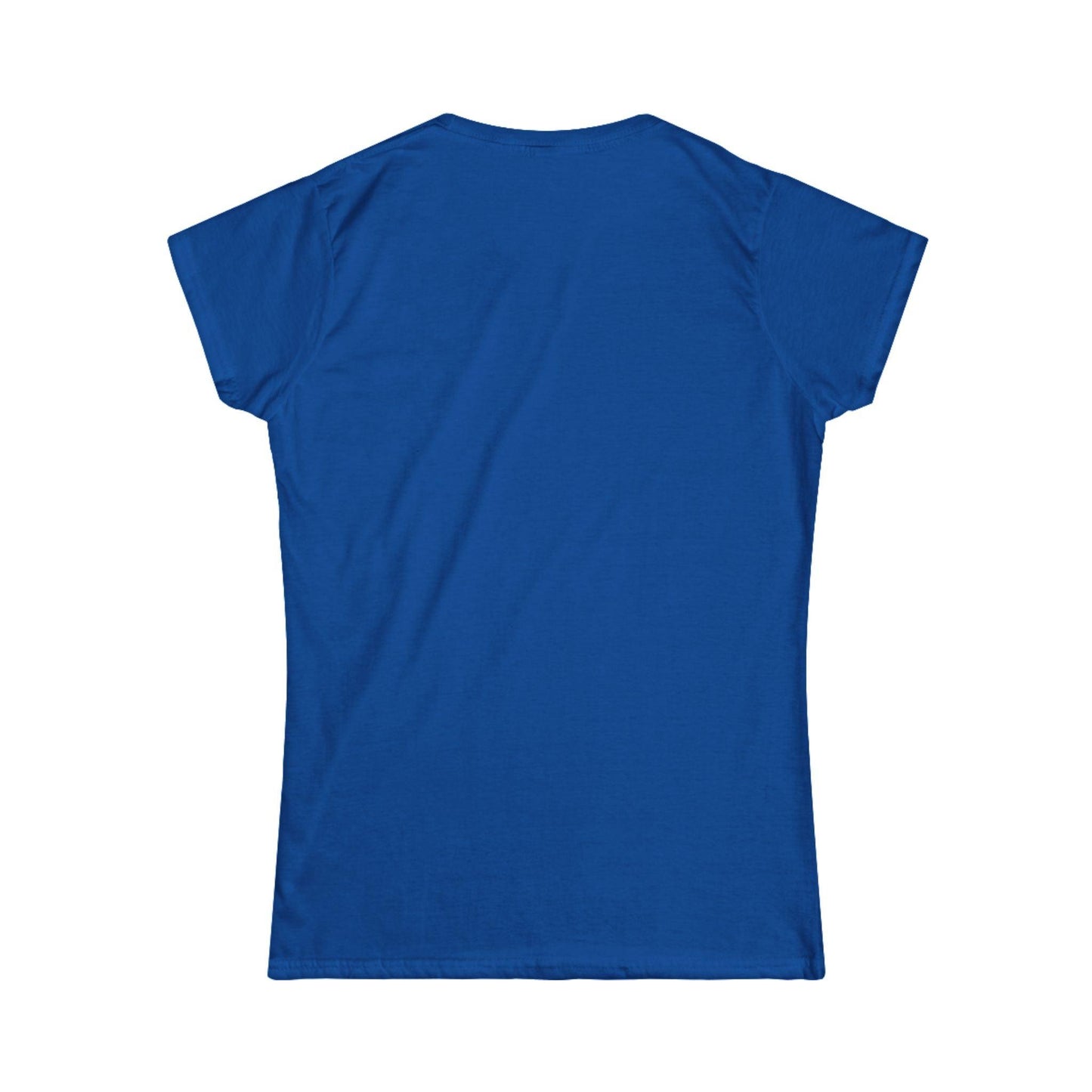 back of blue front print women's graphic tee