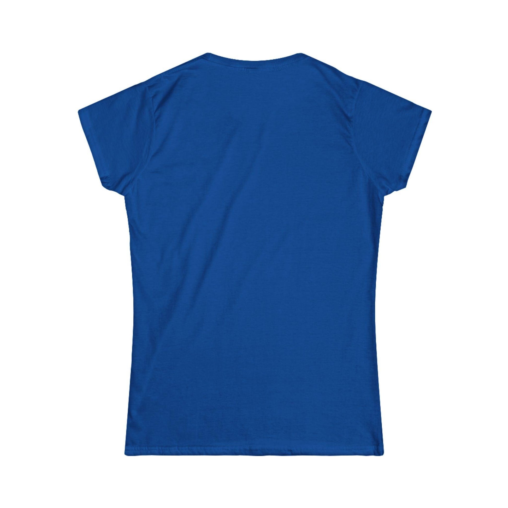 back of blue front print women's graphic tee