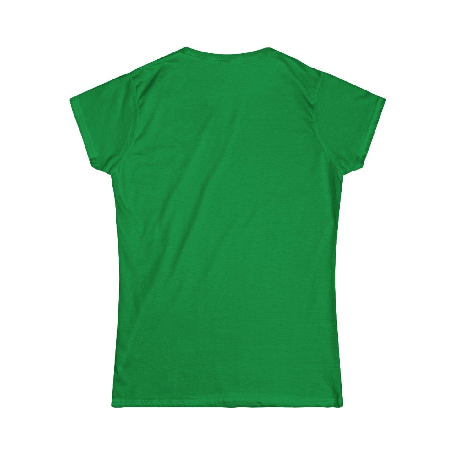 back of green front print women's graphic tee