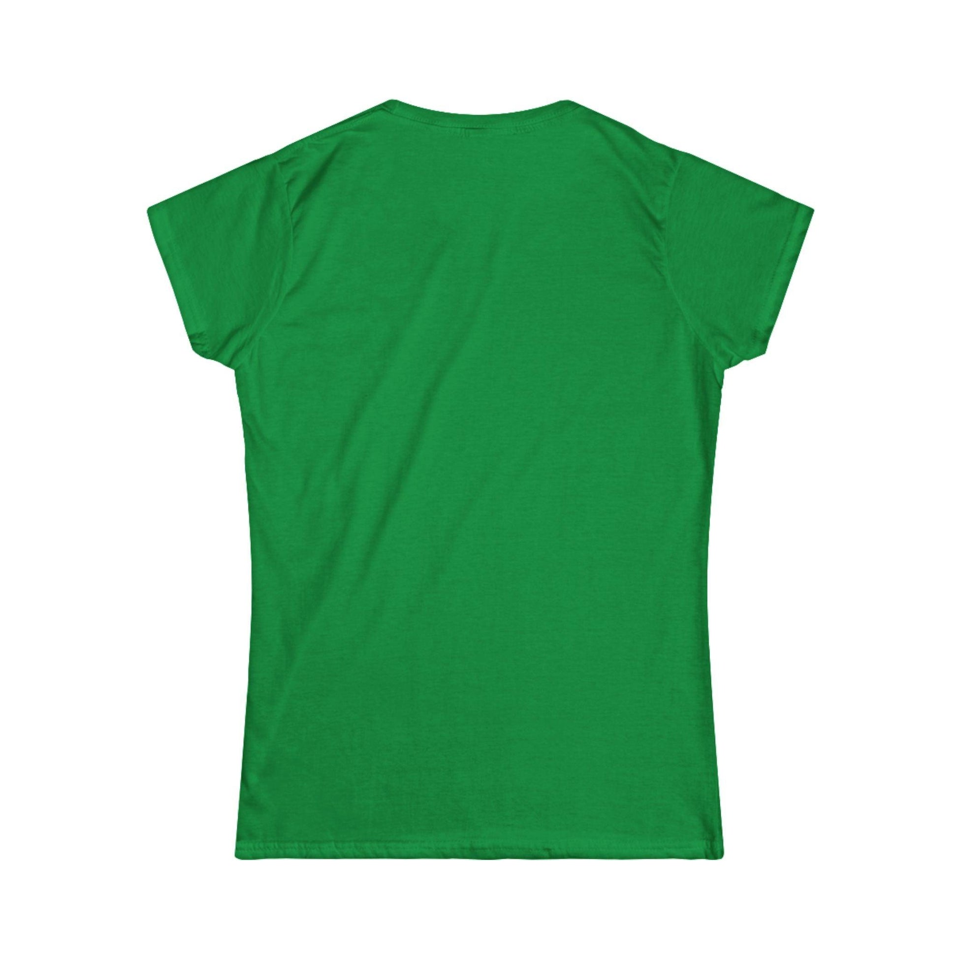 back of green front print women's graphic tee
