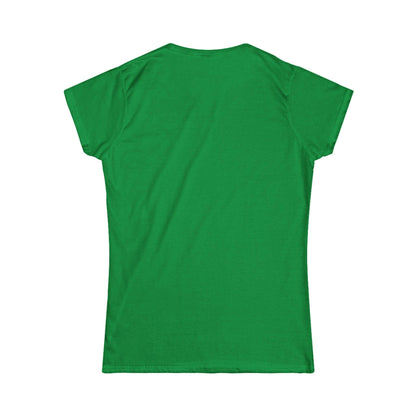 back of green front print women's graphic tee