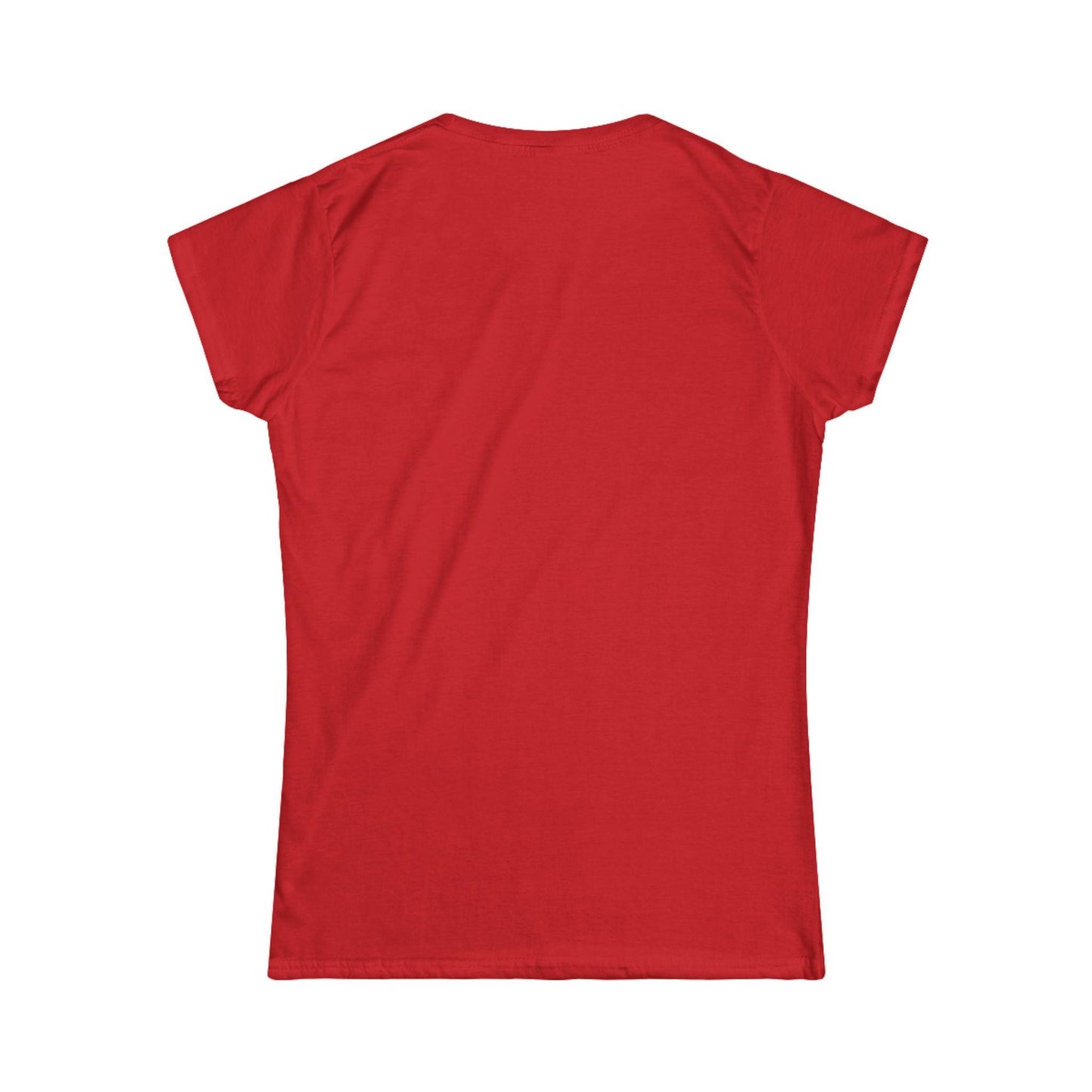 back of red front print women's graphic tee