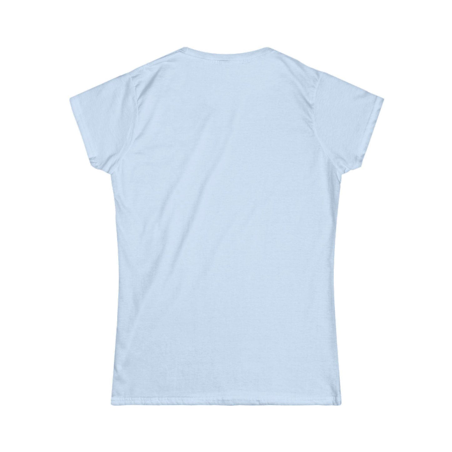 back of sky blue front print women's graphic tee