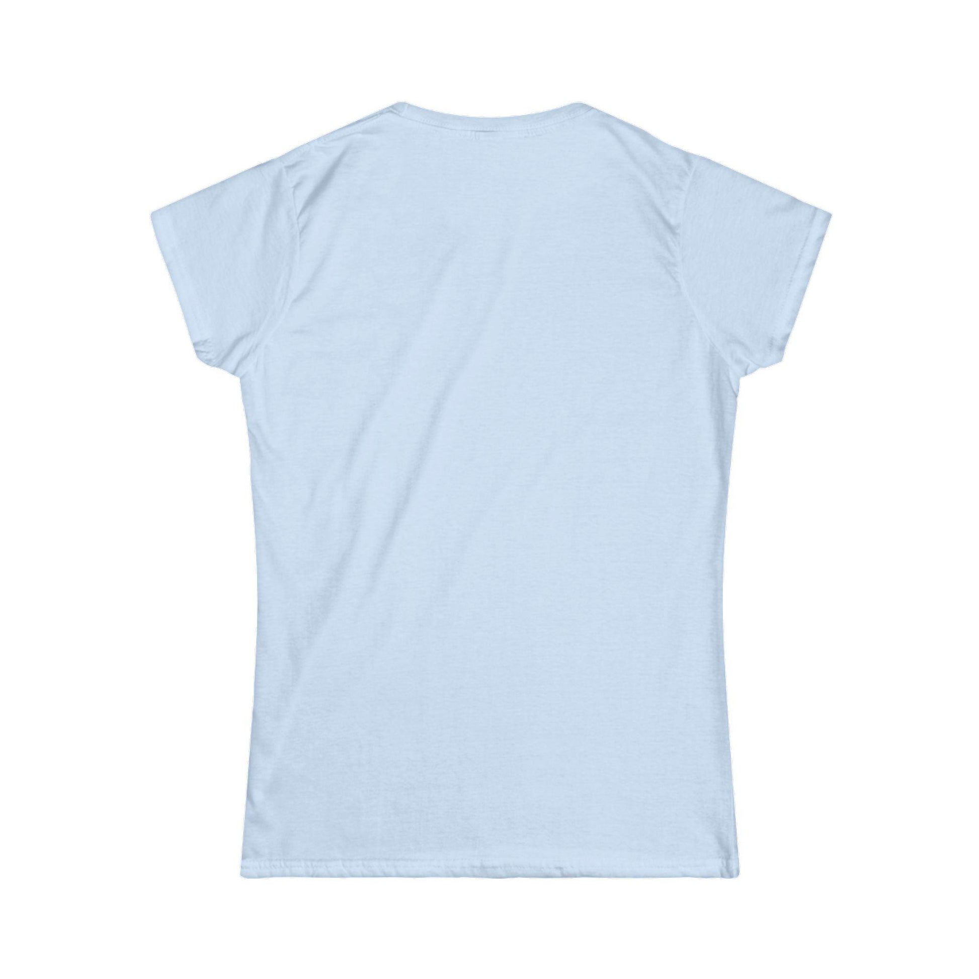 back of sky blue front print women's graphic tee