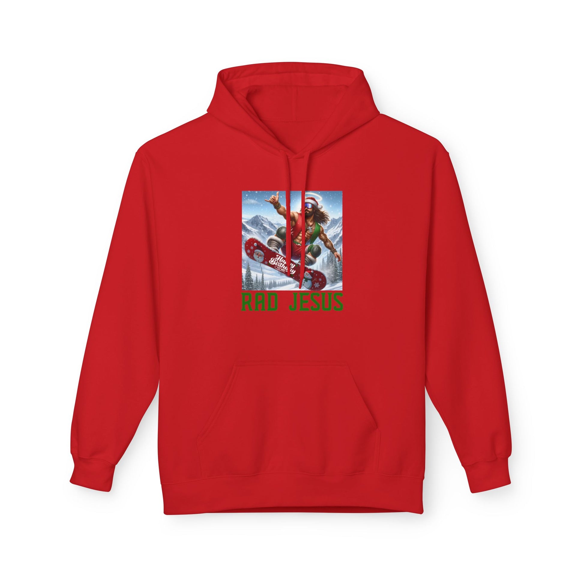 red snowboarding hoodie