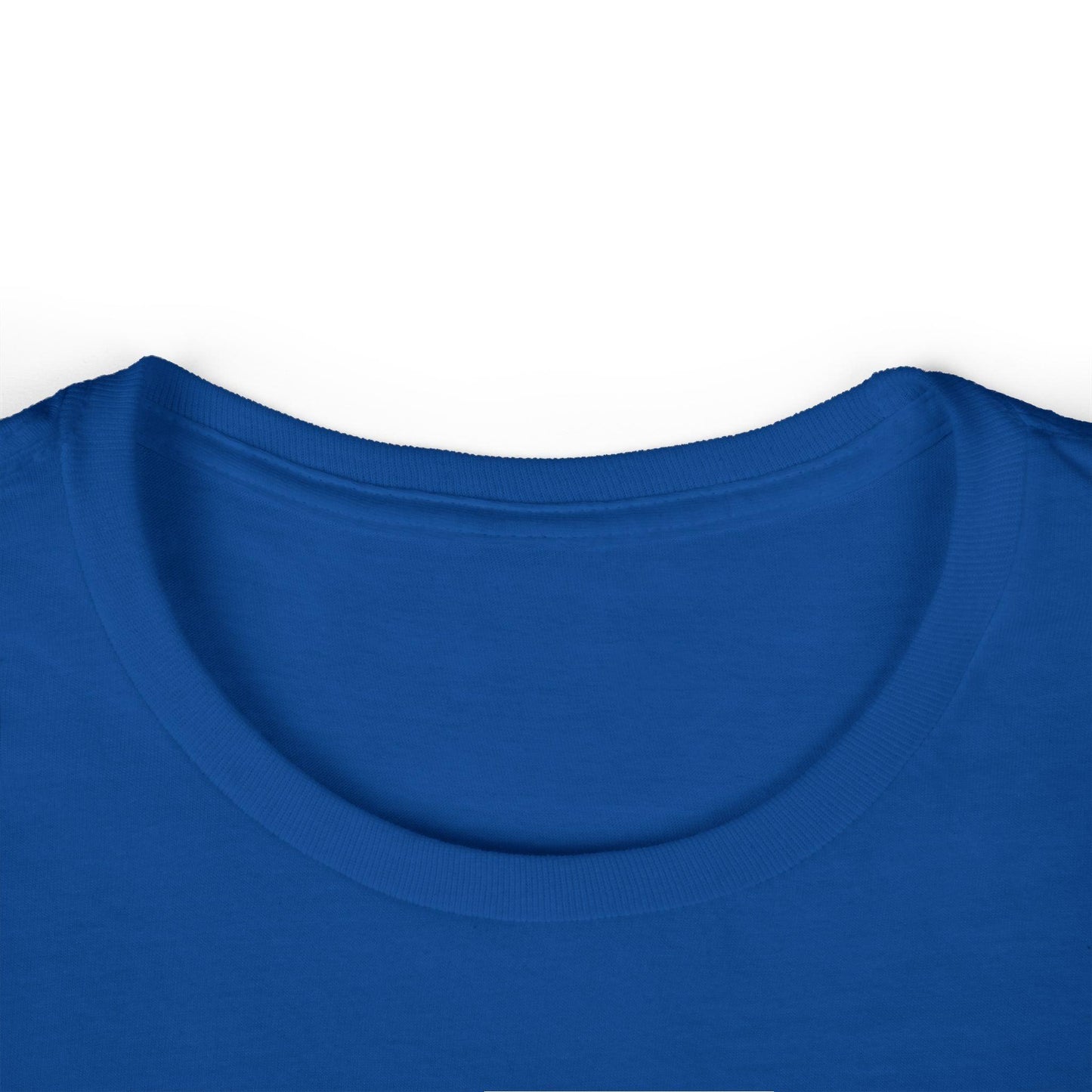 collar of blue front print women's graphic tee
