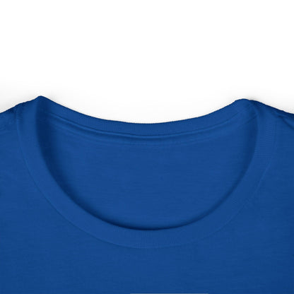 collar of blue front print women's graphic tee
