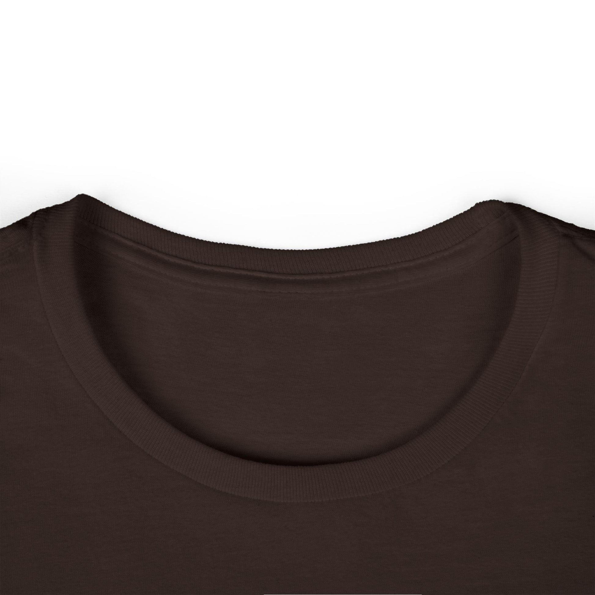 collar of brown front print women's graphic tee