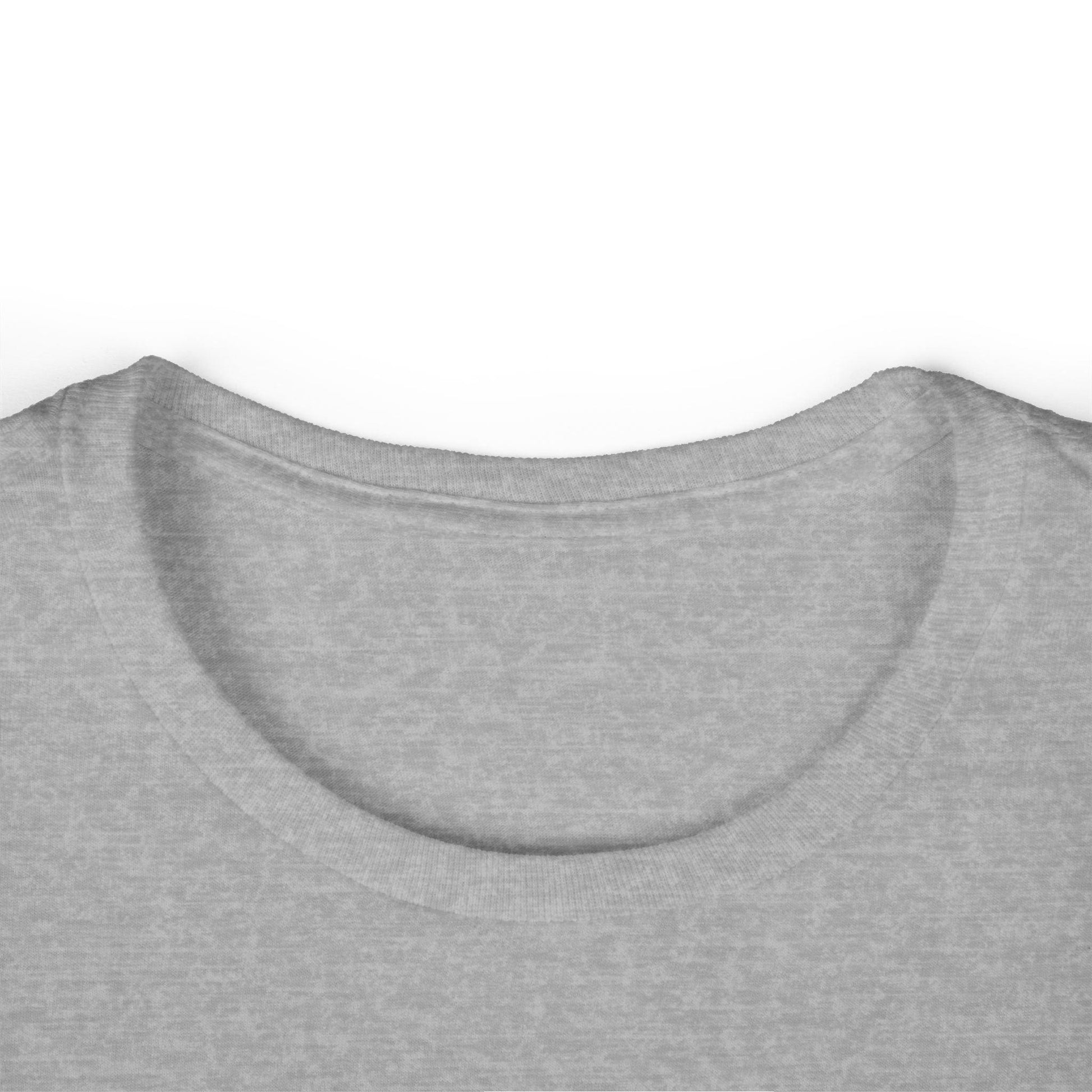 collar of light grey front print women's graphic tee