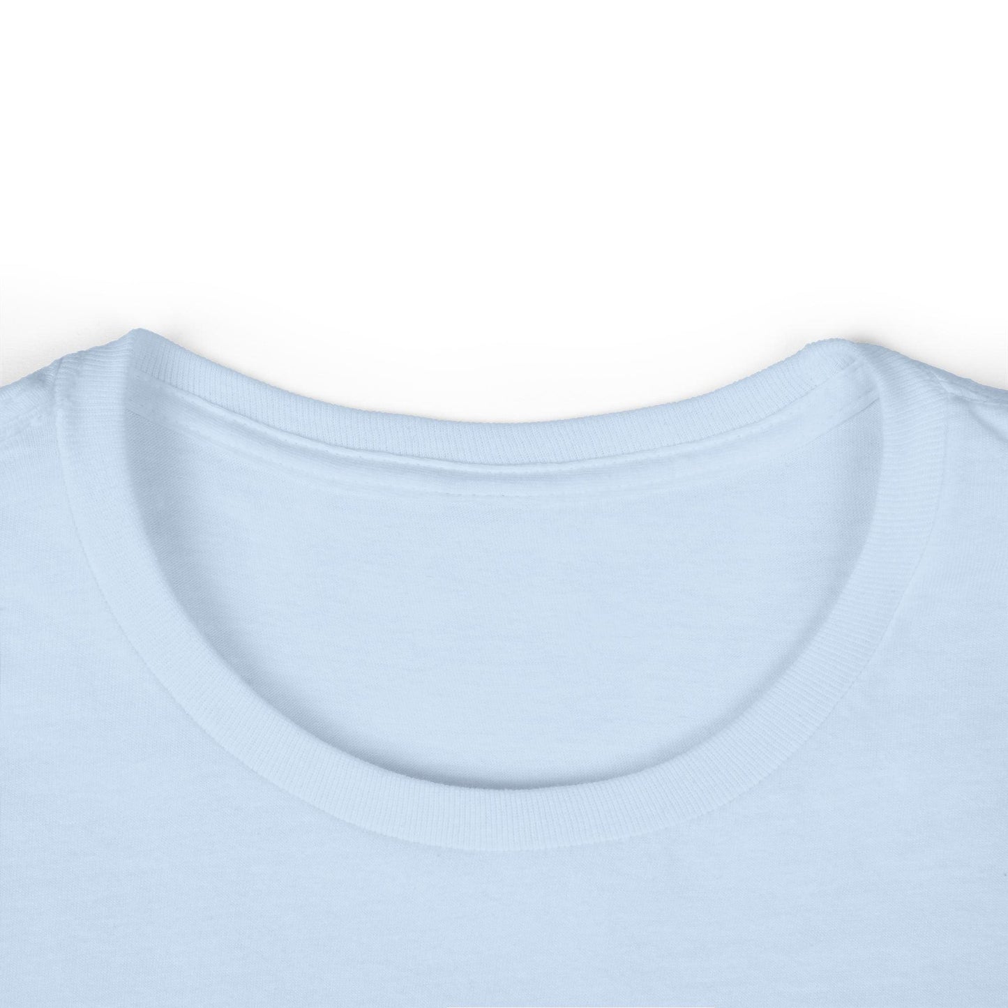 collar of sky blue front print women's graphic tee