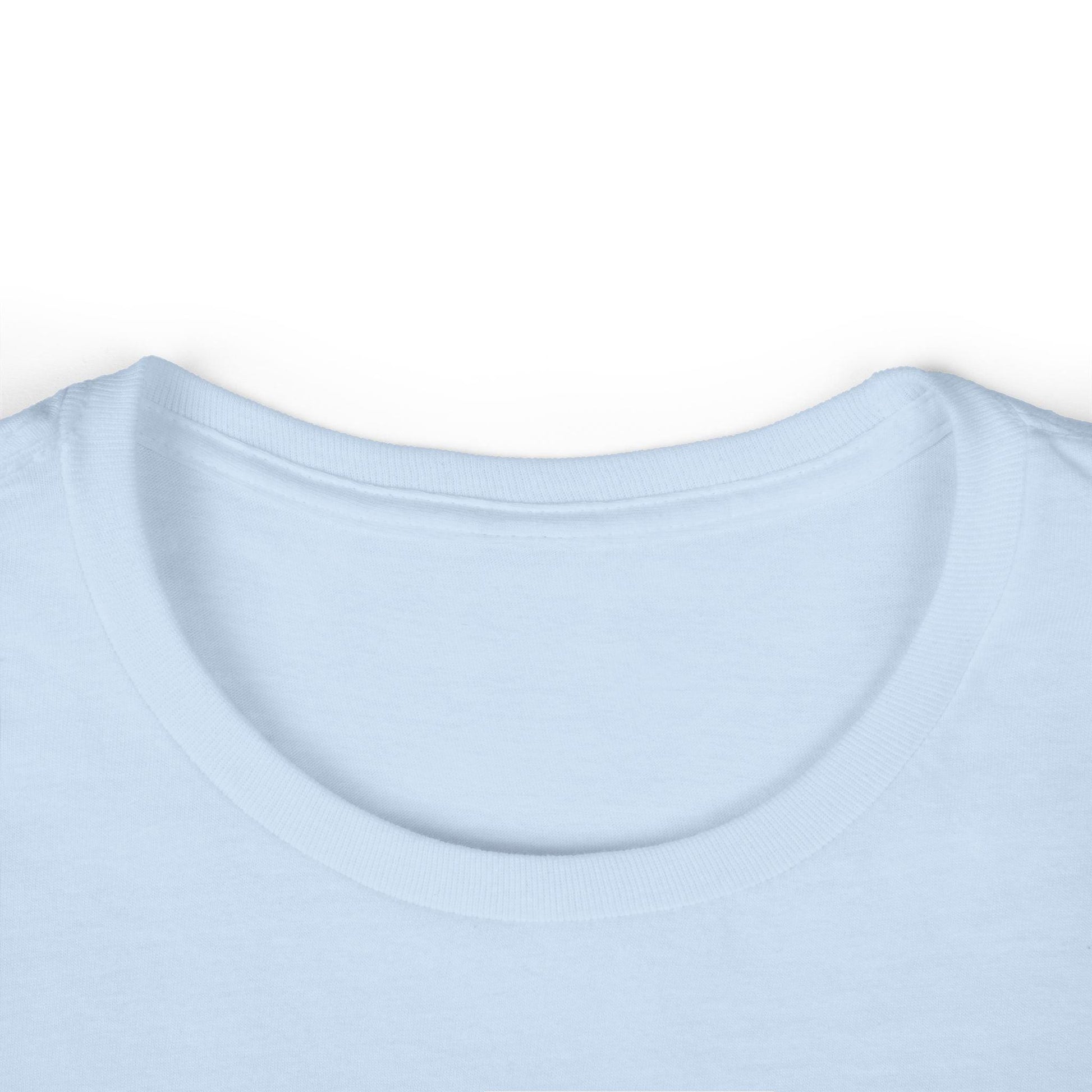 collar of sky blue front print women's graphic tee