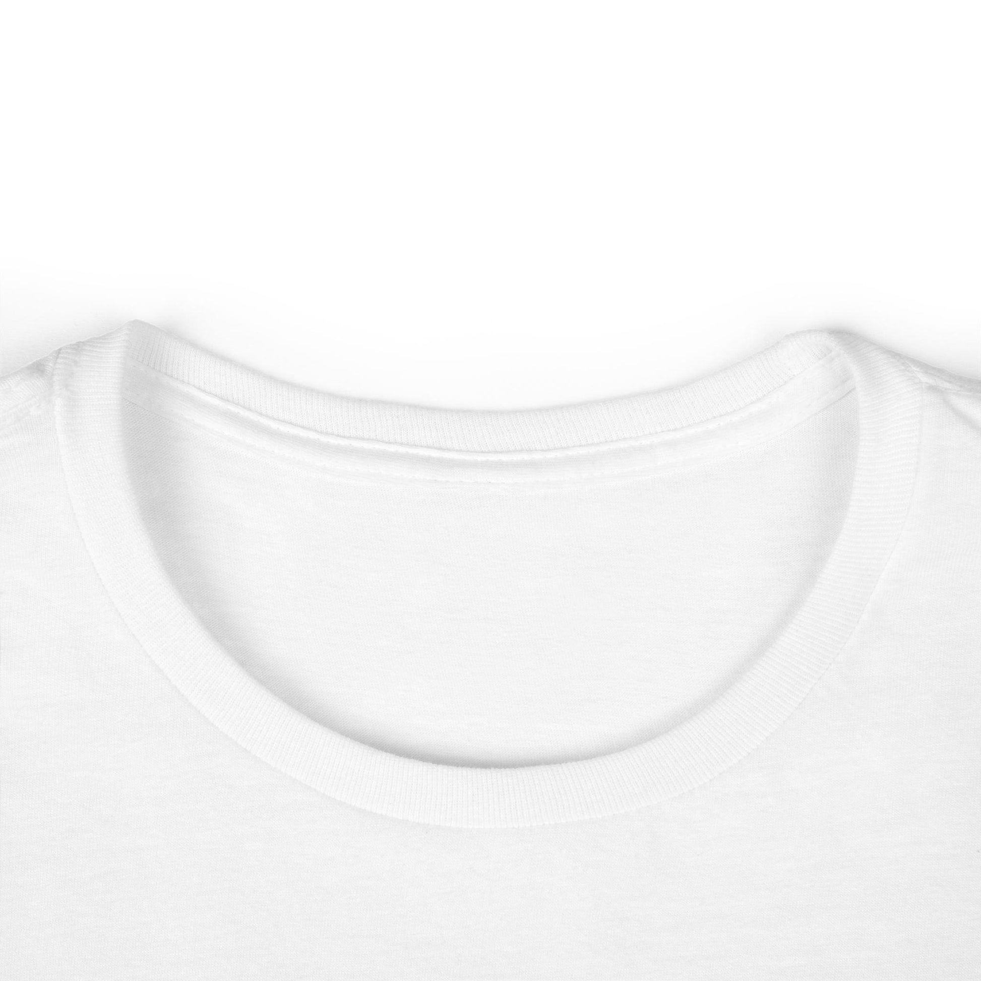 collar of white front print women's graphic tee