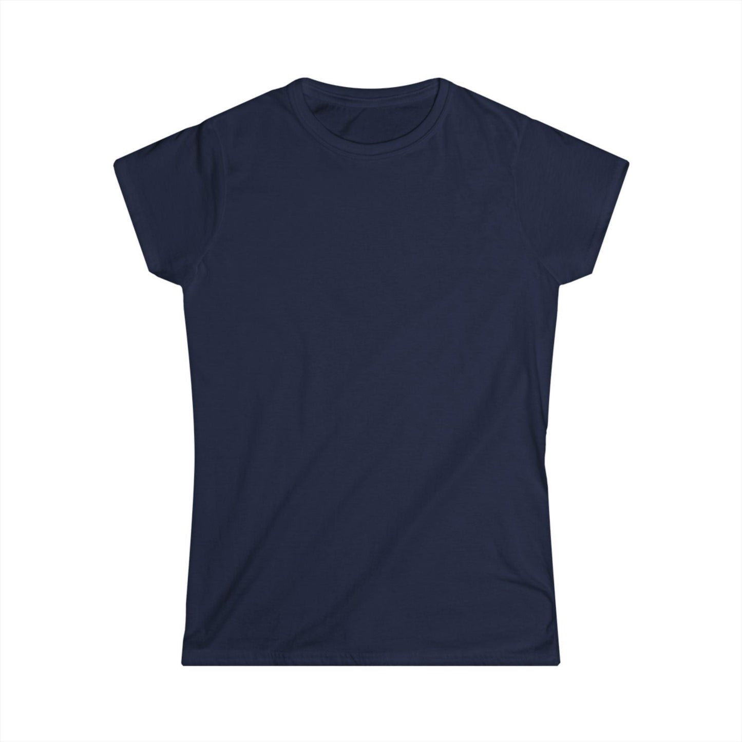front of navy blue women's print on back shirt 