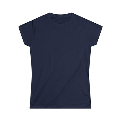 front of navy blue women's print on back shirt 