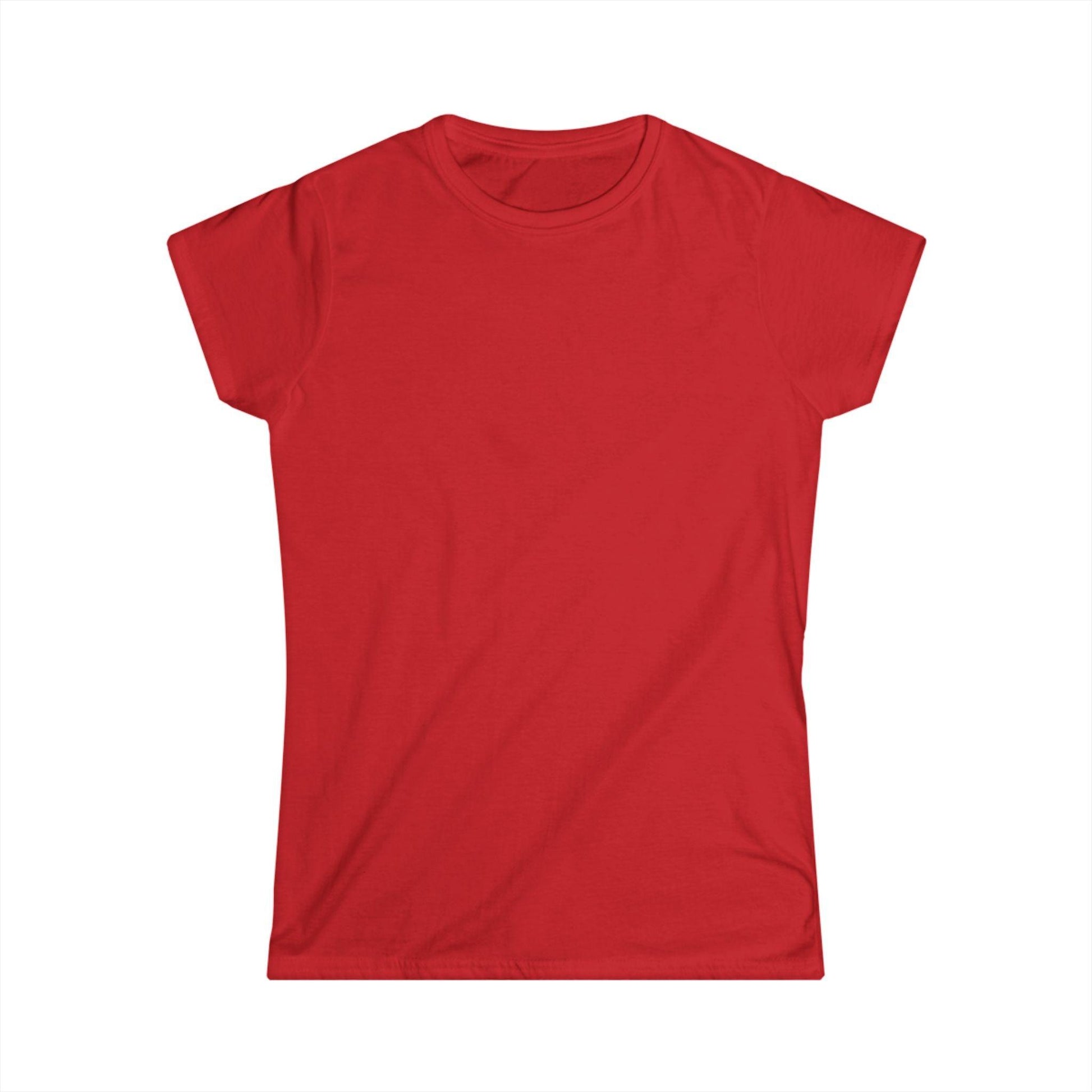 front of red women's print on back shirt