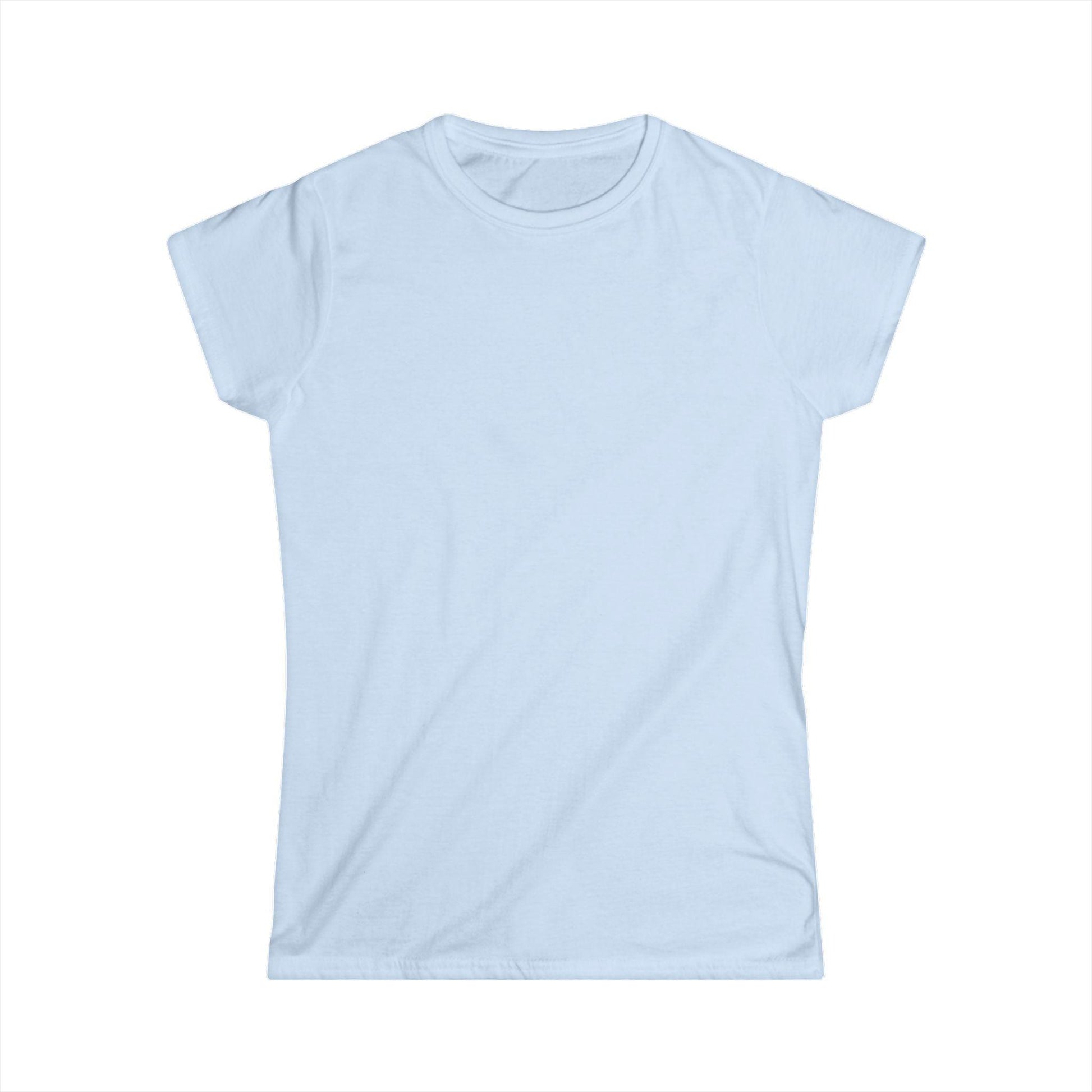 front of sky blue women's print on back shirt