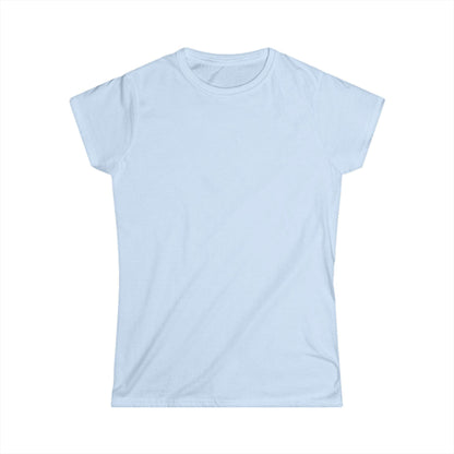 front of sky blue women's print on back shirt