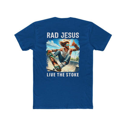 front of blue double sided skater t-shirt 
