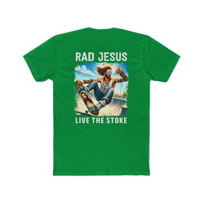front of green double sided skater t-shirt 