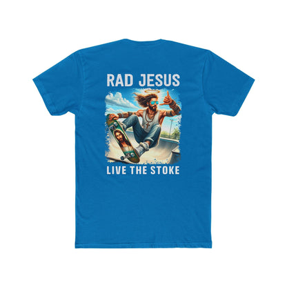 front of light blue double sided skater t-shirt 