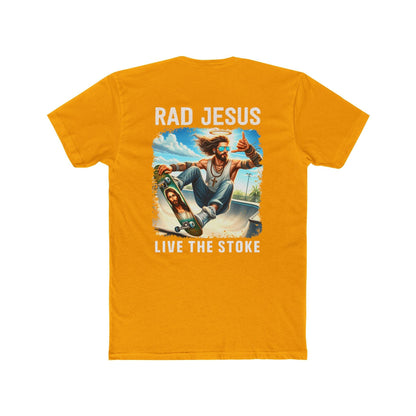 front of orange double sided skater t-shirt