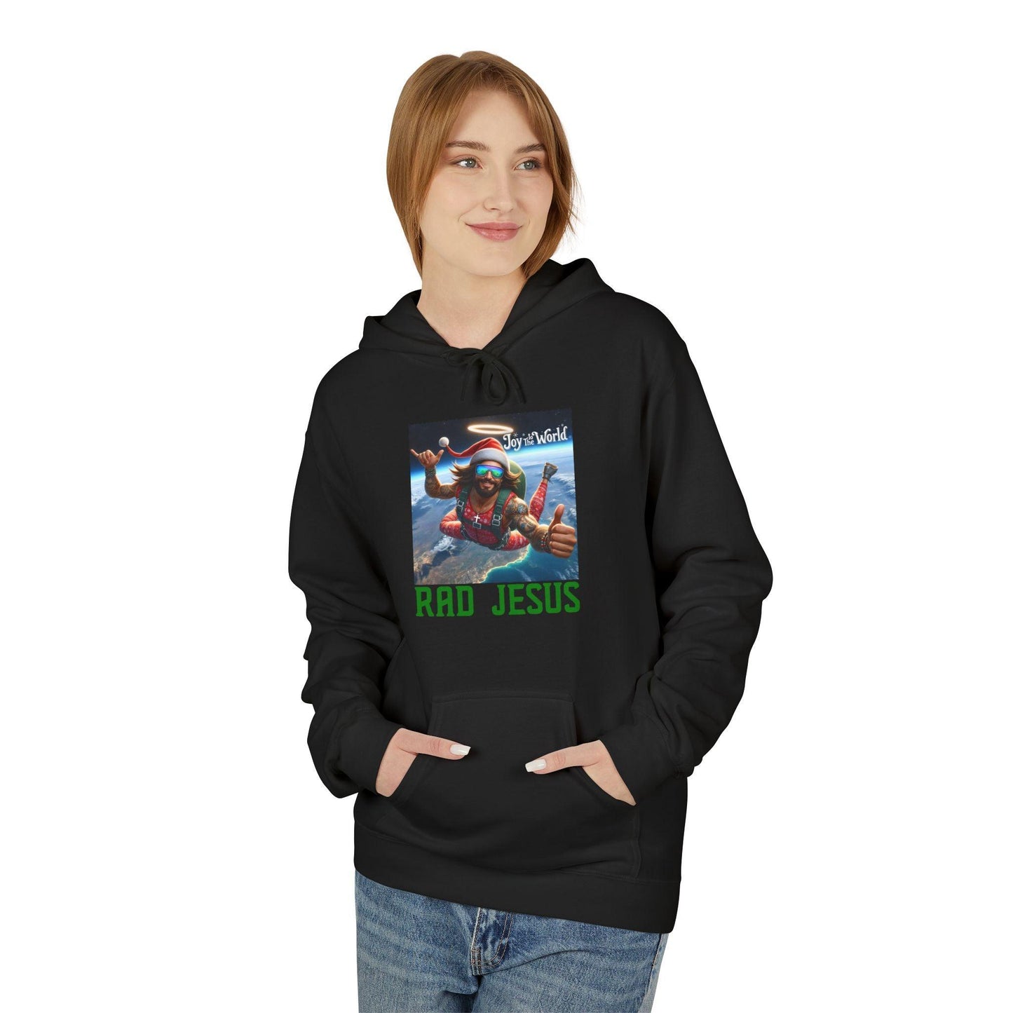 front of woman wearing black joy to the world hoodie