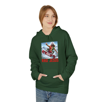 front of woman wearing evergreen snowboarding hoodie