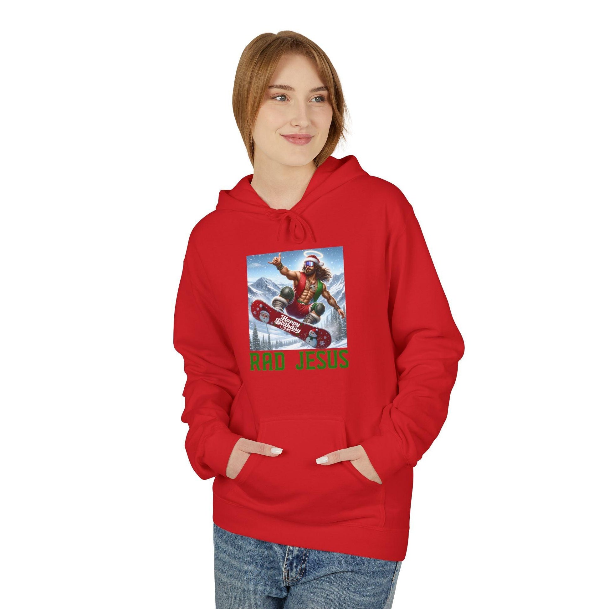 front of woman wearing red snowboarding hoodie