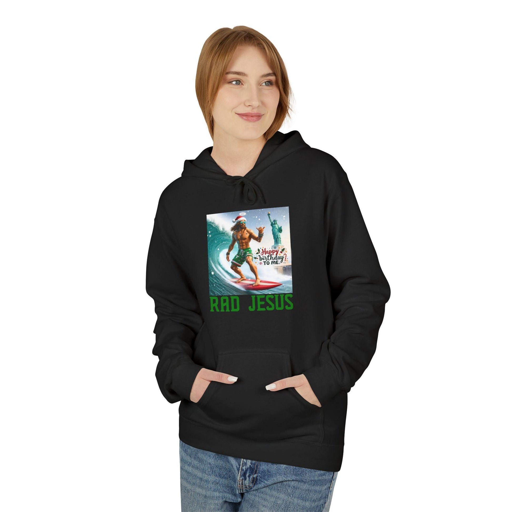 front of woman wearing black surfing hoodie
