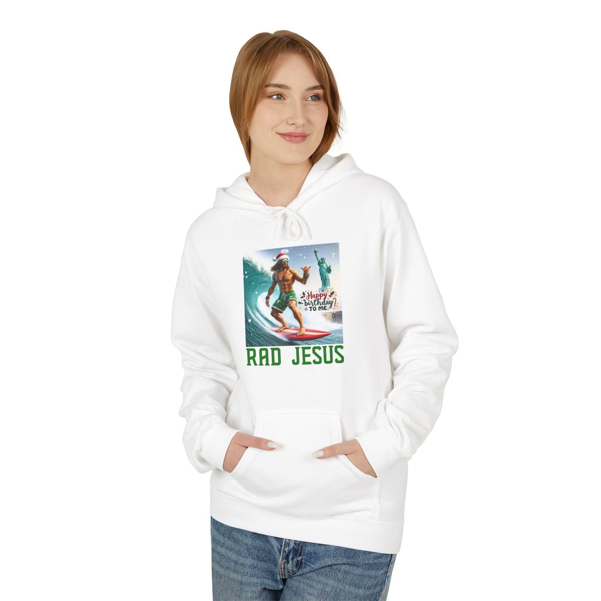 front of woman wearing white surfing hoodie