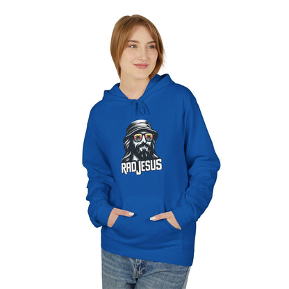 front of woman wearing blue graphic hoodie