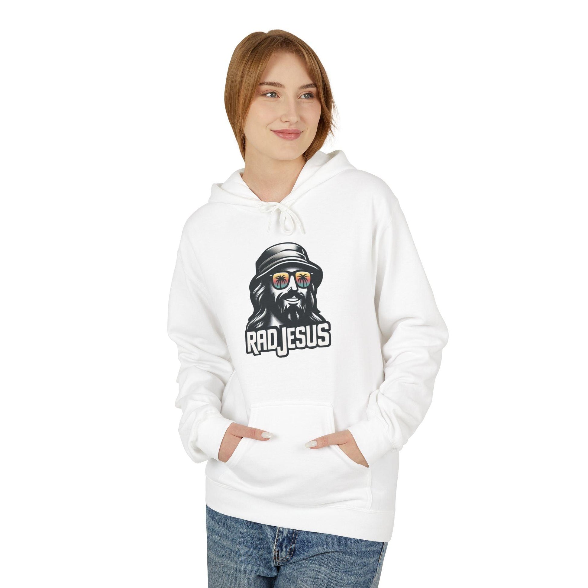 front of woman wearing white graphic hoodie