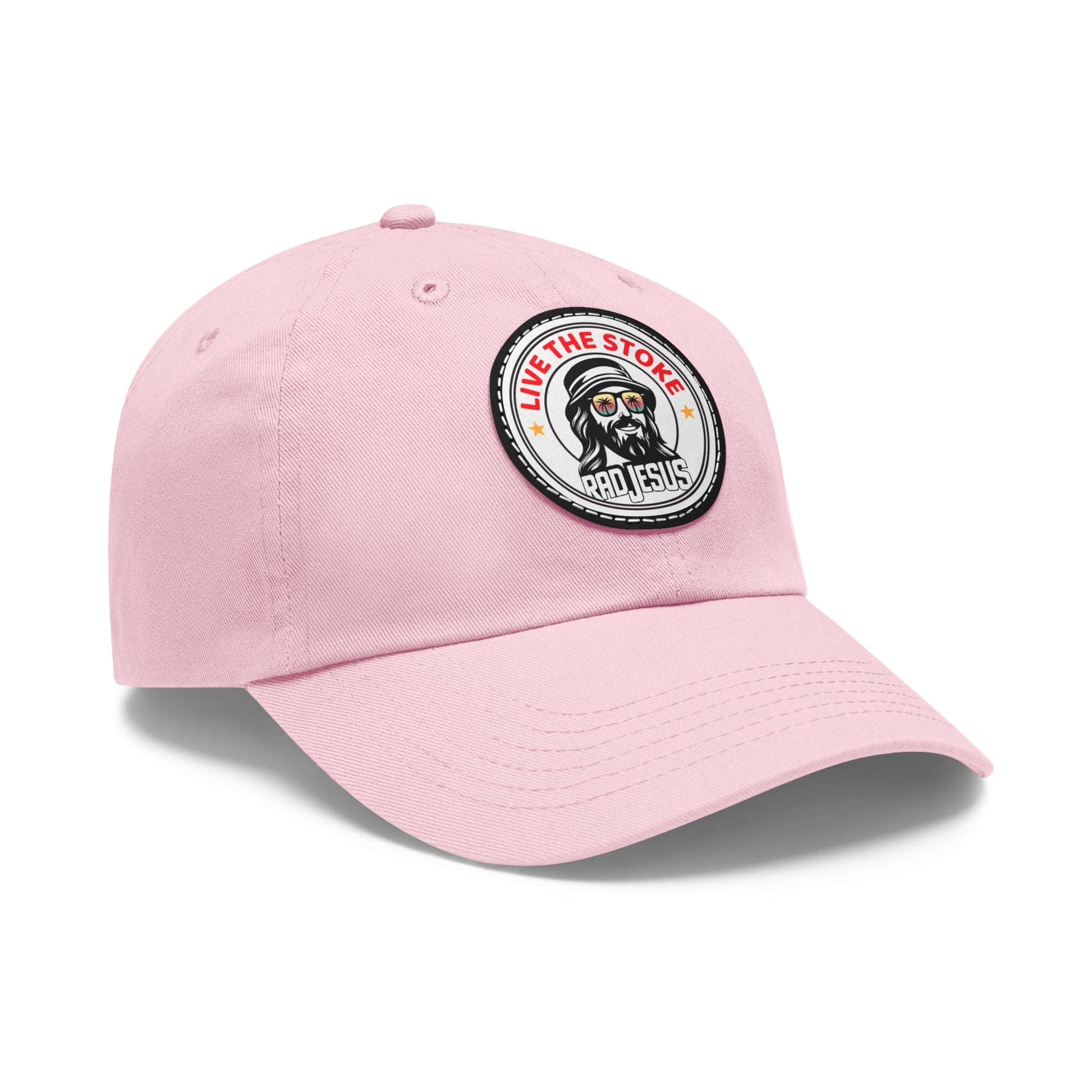 "Live Give Repeat" left side of pink rad jesus hat