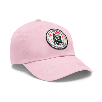 "Live Give Repeat" left side of pink rad jesus hat