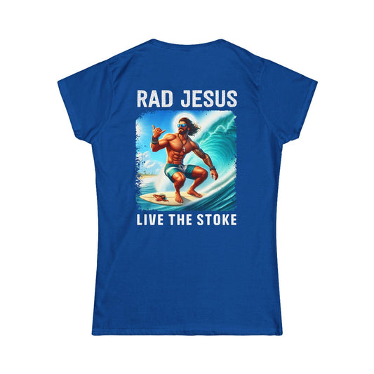 blue back print women's surf tee