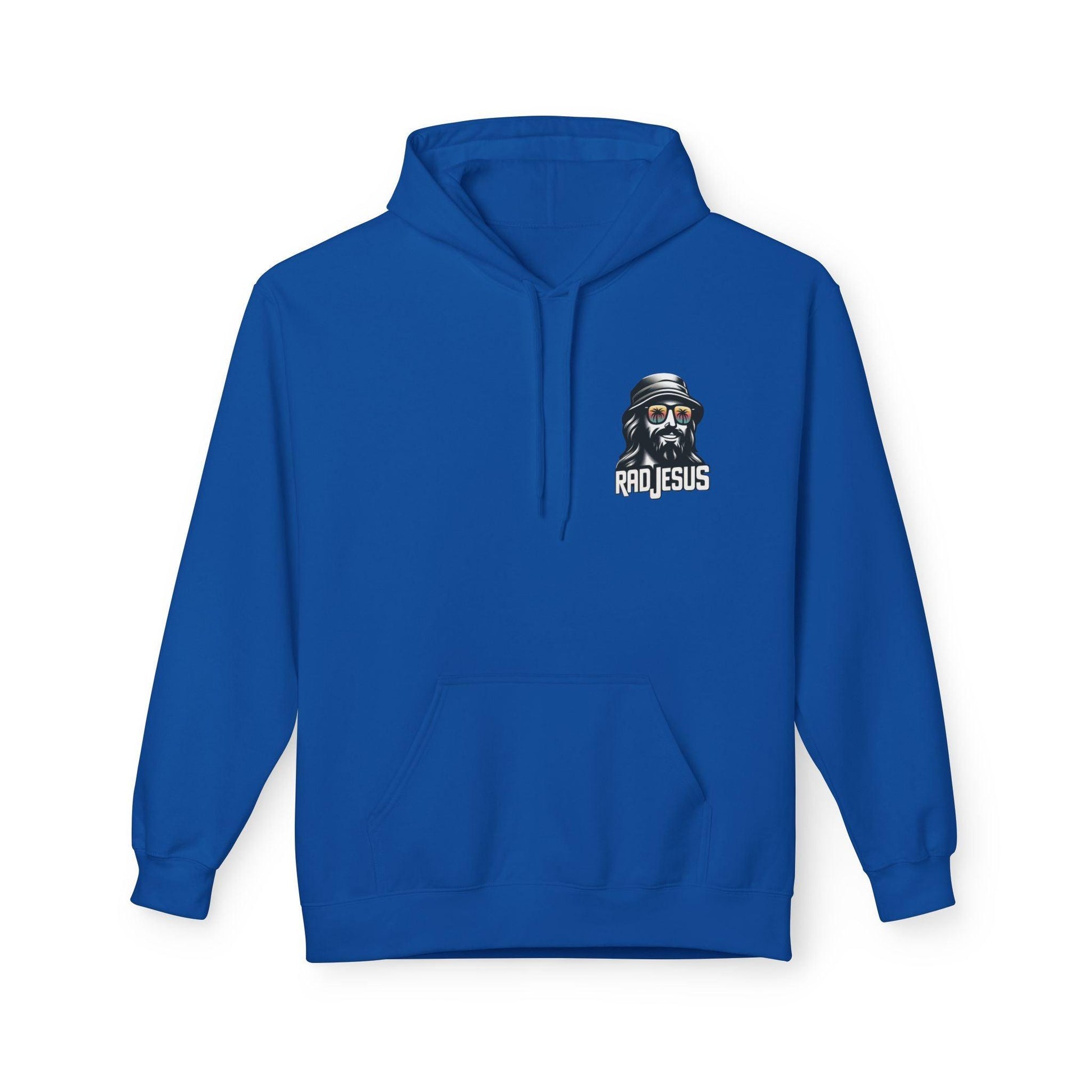 blue left pocket print hoodie